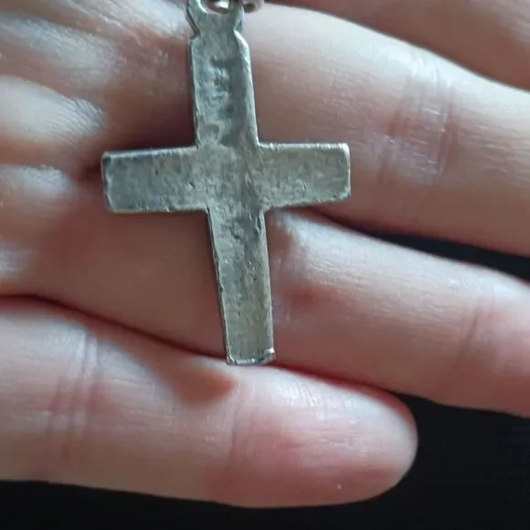 Solid Sterling Silver Cross Pendant - Picture 3 of 5